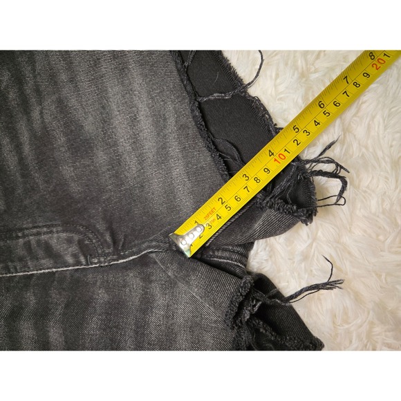 $225 The Kooples Black Wash Denim Shorts with Grommet Belt‎ Distressed - Picture 5 of 9